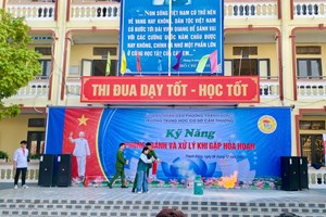 Công an phường Thành Đông phối hợp tổ chức ngoại khóa kỹ năng sống về phòng cháy chữa cháy