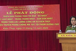 Công an xã Kiến Thuỵ phát động phong trào thi đua “Ba nhất”