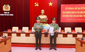 Công bố quyết định của Bộ trưởng Bộ Công an nâng lương cấp bậc hàm