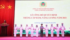Công an huyện An Dương:  Trao quyết định nâng quân hàm cho 63 cán bộ, chiến sĩ