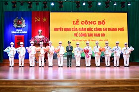 Công bố Quyết định của Giám đốc CATP về công tác cán bộ Công an các đơn vị, địa phương