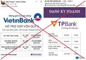 Cảnh báo mạo danh ngân hàng, các tổ chức tín dụng cho vay trực tuyến lãi suất thấp để lừa đảo