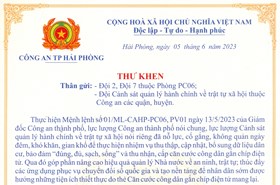 Giám đốc Công an thành phố gửi thư khen lực lượng Cảnh sát quản lý hành chính về trật tự xã hội