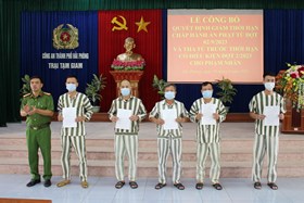 Trại tạm giam CATP công bố quyết định đối với 55 phạm nhân được giảm án và tha tù trước thời hạn có điều kiện dịp Quốc khánh 2-9