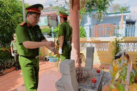Đại tá Bùi Trung Thành – Phó Giám đốc CATP dâng hương tri ân Anh hùng LLVT-Liệt sĩ Trần Thành Ngọ