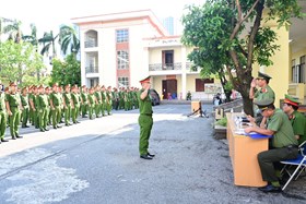Công an quận Lê Chân: Nghiệm thu điều lệnh, huấn luyện quân sự, võ thuật năm 2024