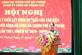 Đảng ủy Công an thành phố: Tham gia ý kiến vào dự thảo các văn kiện Đại hội đại biểu CATP Hải Phòng lần thứ I, nhiệm kỳ 2025 – 2030