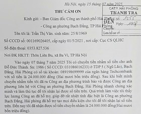 Công an phường Bạch Đằng hỗ trợ người dân nhận lại 24 triệu đồng chuyển nhầm tài khoản