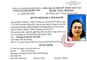 Cơ quan Cảnh sát điều tra - Công an thành phố truy tìm người bị nghi thực hiện tội phạm vắng mặt tại nơi cư trú 