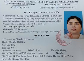 Cơ quan Cảnh sát điều tra - Công an thành phố truy tìm người liên quan vụ án Tổ chức đánh bạc