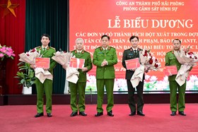 Khen thưởng Phòng Cảnh sát hình sự và các đơn vị lập thành thích đột xuất trong đợt Cao điểm tấn công, trấn áp tội phạm