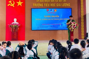 Công an xã Gia Lộc tổ chức tuyên truyền phòng, chống ma túy tại Trường Tiểu học Gia Lương