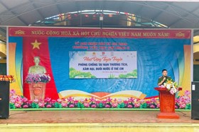 Công an xã Chí Minh phối hợp tổ chức tuyên truyền phòng, chống đuối nước tại Trường Tiểu học Chí Minh II