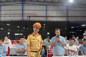 Phòng Cảnh sát giao thông: Tuyên truyền kỹ năng lái xe an toàn cho hơn 4.500 công nhân Công ty Sumidenso Việt Nam