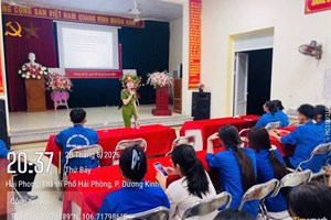 Công an phường Dương Kinh tuyên truyền kiến thức phòng cháy, chữa cháy và an toàn giao thông cho đoàn viên, thanh niên