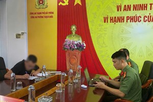 Công an phường Thạch Khôi xử phạt đối tượng đăng tải hình ảnh ghép mặc quân phục Công an nhân dân