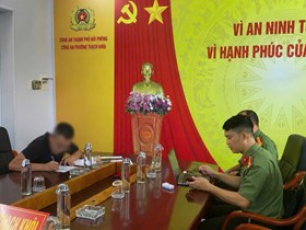 Công an phường Thạch Khôi xử phạt đối tượng đăng tải hình ảnh ghép mặc quân phục Công an nhân dân