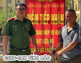 Công an xã Vĩnh Bảo đẩy mạnh vận động Nhân dân giao nộp vũ khí, vật liệu nổ và công cụ hỗ trợ