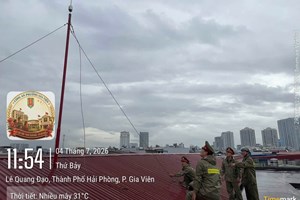 Công an phường Gia Viên chủ động kiểm tra, hỗ trợ Nhân dân phòng, chống bão số 1 (Bão Maysak)