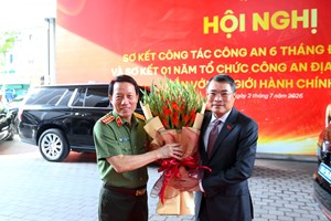Khai mạc Hội nghị sơ kết công tác Công an 6 tháng đầu năm 2026 và sơ kết 01 năm tổ chức Công an địa phương 02 cấp gắn với địa giới hành chính mới