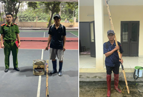 Công an xã Mao Điền kiên quyết xử phạt hành vi sử dụng kích điện khai thác thủy sản trái phép