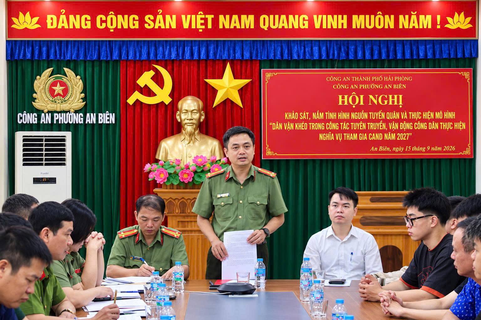 Công an phường An Biên chủ động nắm tình hình tuyển chọn công dân thực hiện nghĩa vụ Công an nhân dân năm 2027