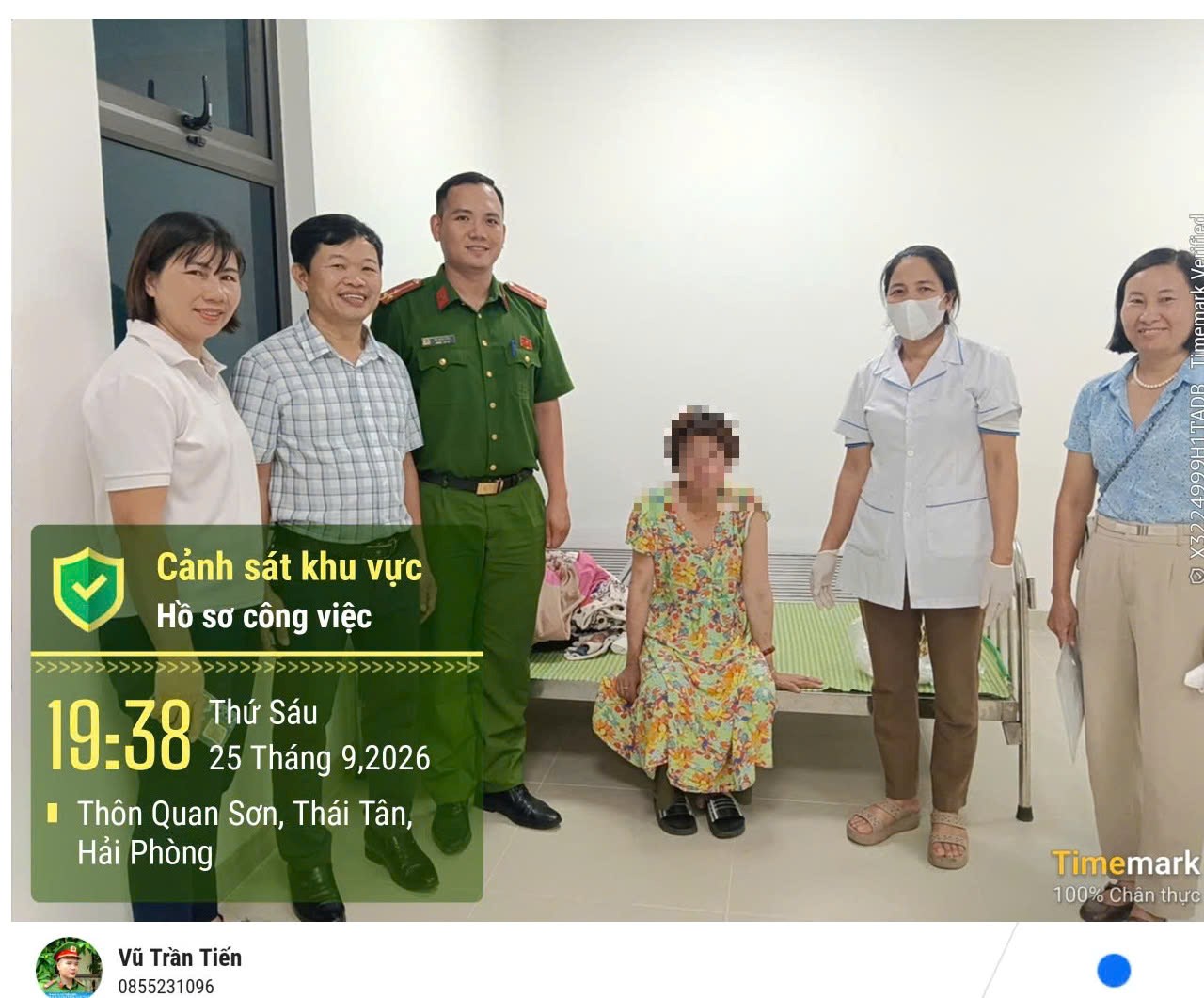 Công an xã Nam Thanh Miện hỗ trợ người phụ nữ khó khăn đến Trung tâm Bảo trợ xã hội