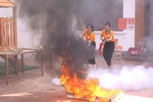 Công an xã Đại Sơn tham mưu thực tập phương án PCCC&CNCH tại cơ sở giáo dục
