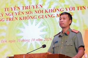 Công an xã Hợp Tiến phối hợp tuyên truyền an ninh mạng cho hơn 100 cán bộ, hội viên phụ nữ