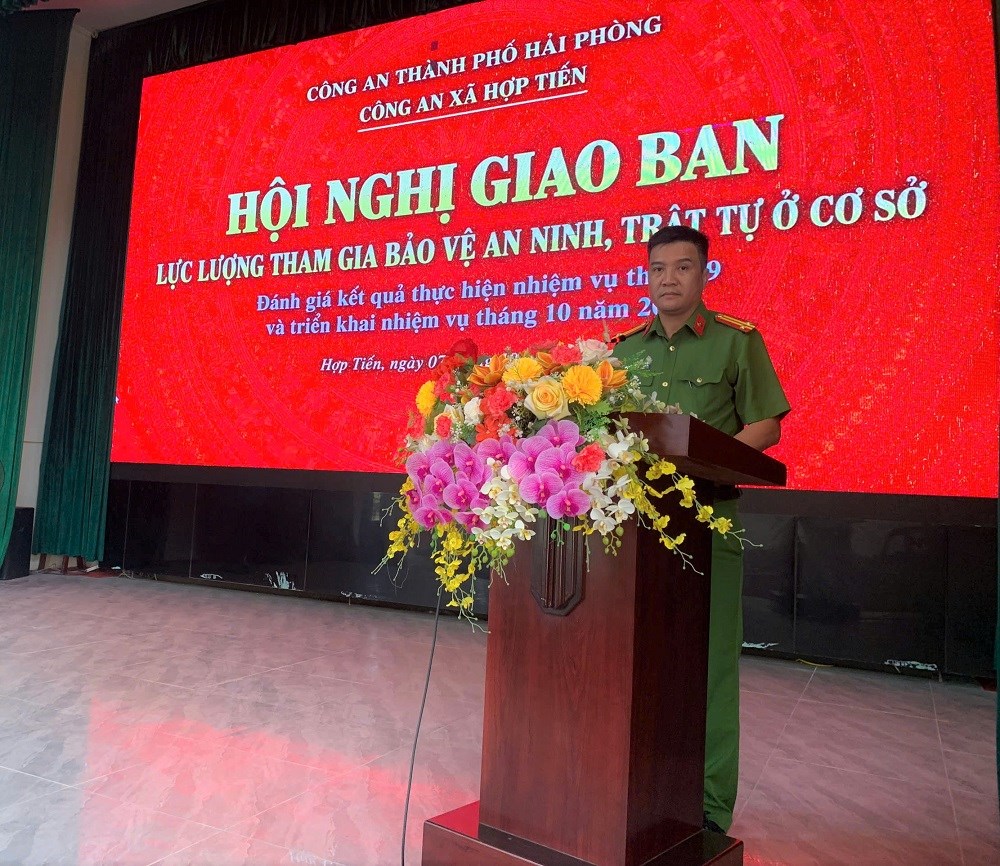 Công an xã Hợp Tiến tổ chức hội nghị giao ban lực lượng tham gia bảo vệ an ninh, trật tự ở cơ sở