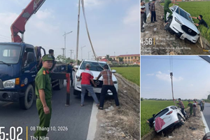 Công an xã Quyết Thắng: Kịp thời cứu hộ hai mẹ con gặp sự cố lật xe xuống bờ mương