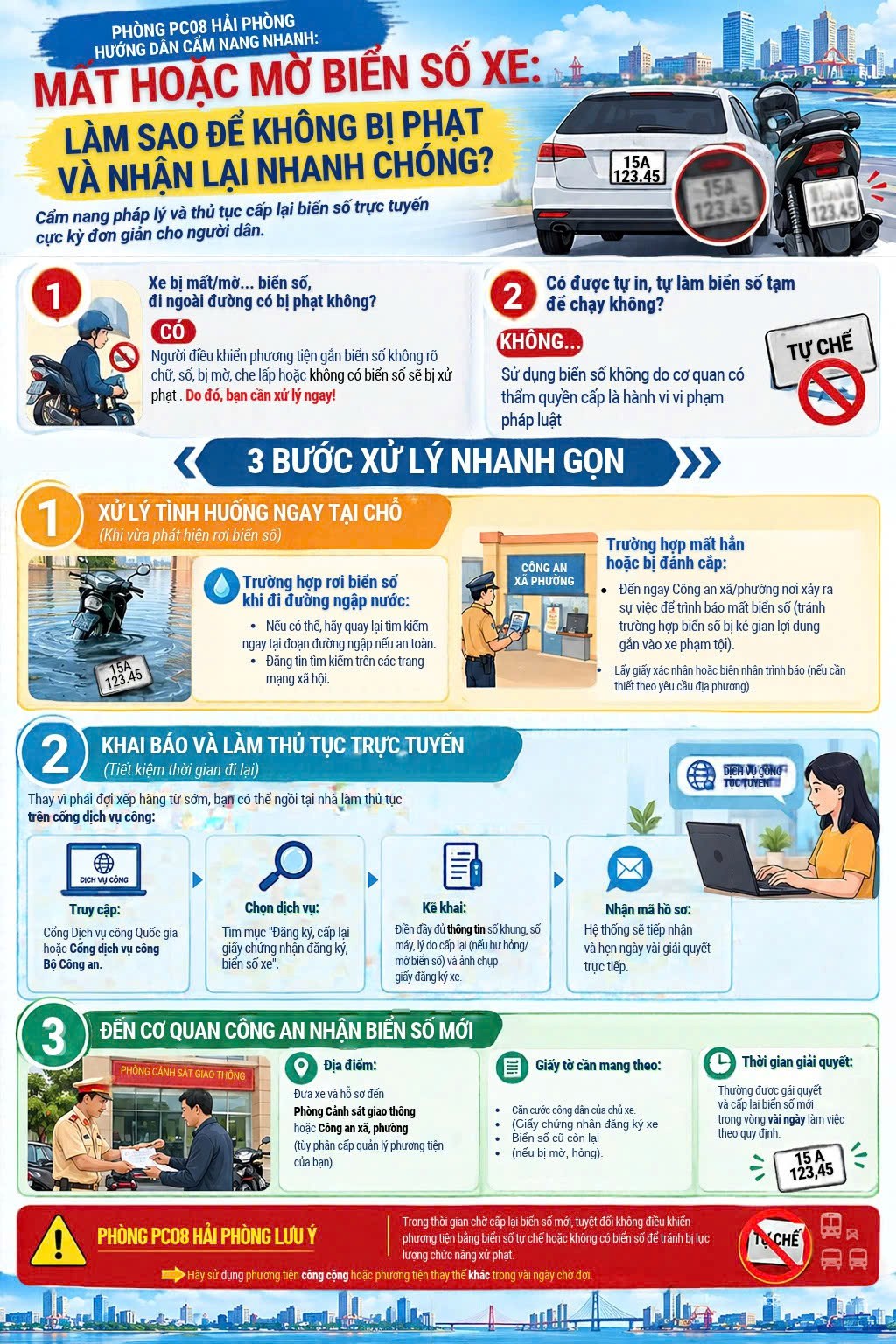 Phòng Cảnh sát giao thông: Hướng dẫn về việc xử lý trường hợp mất hoặc mờ biển số xe để không vi phạm pháp luật