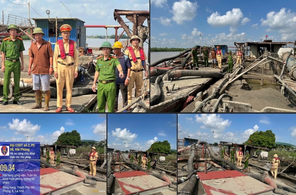 Phòng Cảnh sát giao thông: Liên tiếp phát hiện, xử lý 05 phương tiện khai thác cát trái phép trên sông Lai Vu