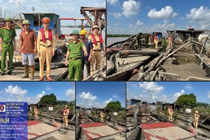 Phòng Cảnh sát giao thông: Liên tiếp phát hiện, xử lý 05 phương tiện khai thác cát trái phép trên sông Lai Vu