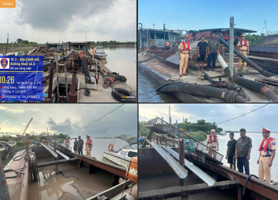 Phòng Cảnh sát giao thông: Phát hiện, xử lý 3 phương tiện khai thác cát trái phép trên sông Lai Vu