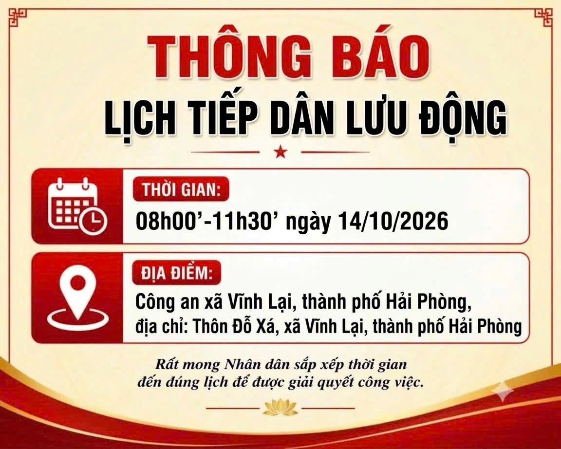 Thông báo, tuyên truyền về tiếp công dân lưu động tại Công an xã Vĩnh Lại