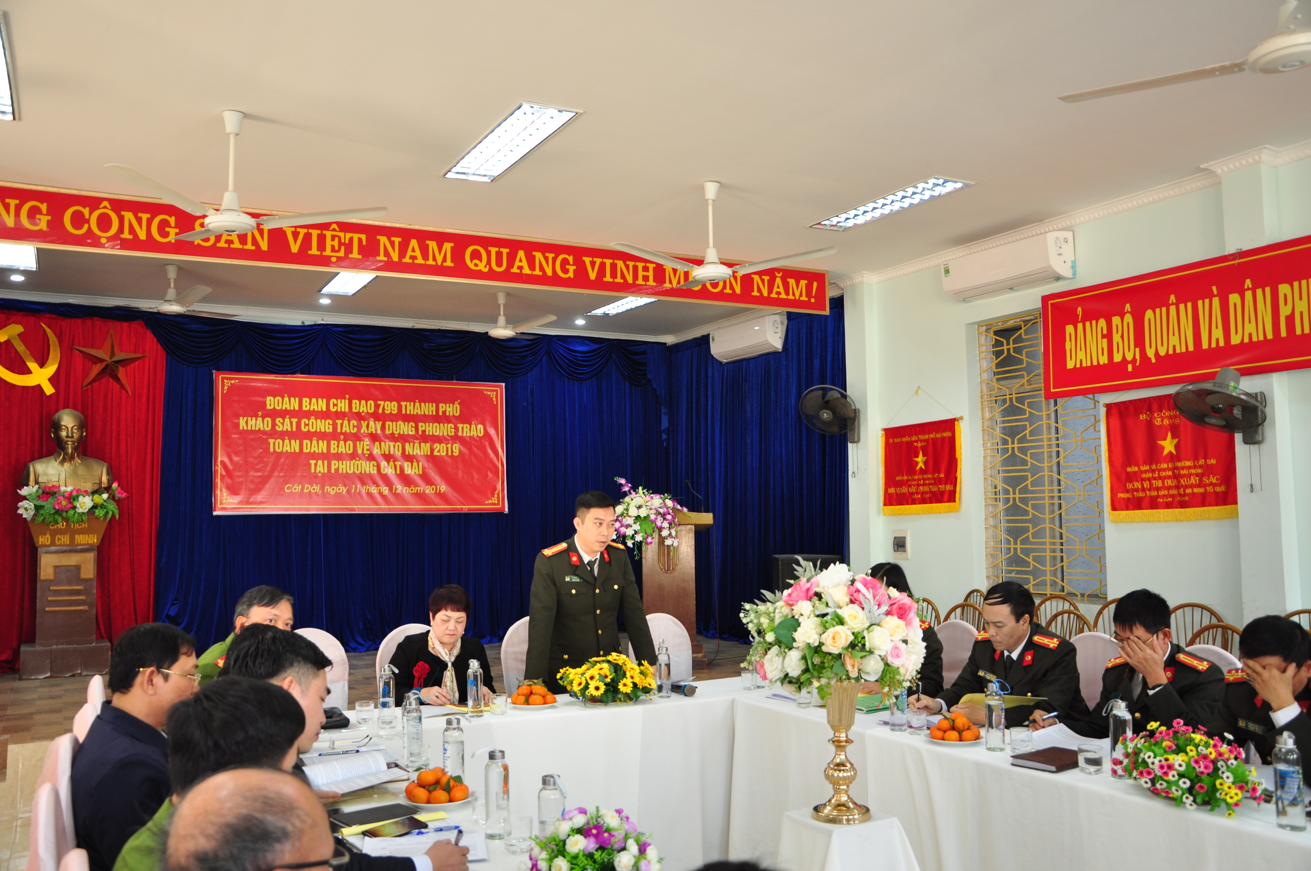 Ban Chỉ đạo 799 thành phố: Khảo sát phong trào Toàn dân bảo vệ ANTQ tại phường Cát Dài