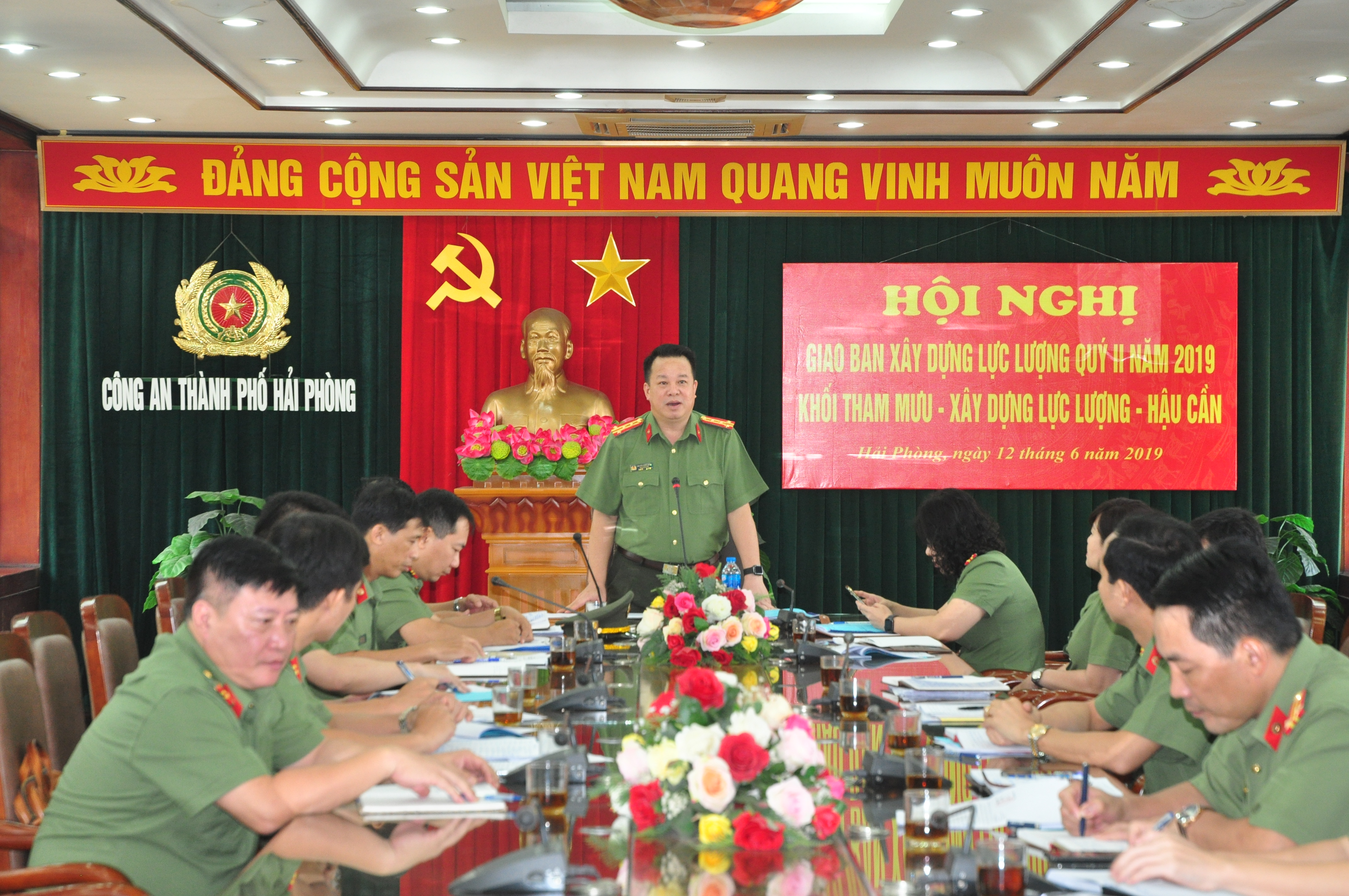 Khối Tham mưu - Xây dựng lực lượng - Hậu cần CATP tổ chức giao ban công tác XDLL quý 2 năm 2019